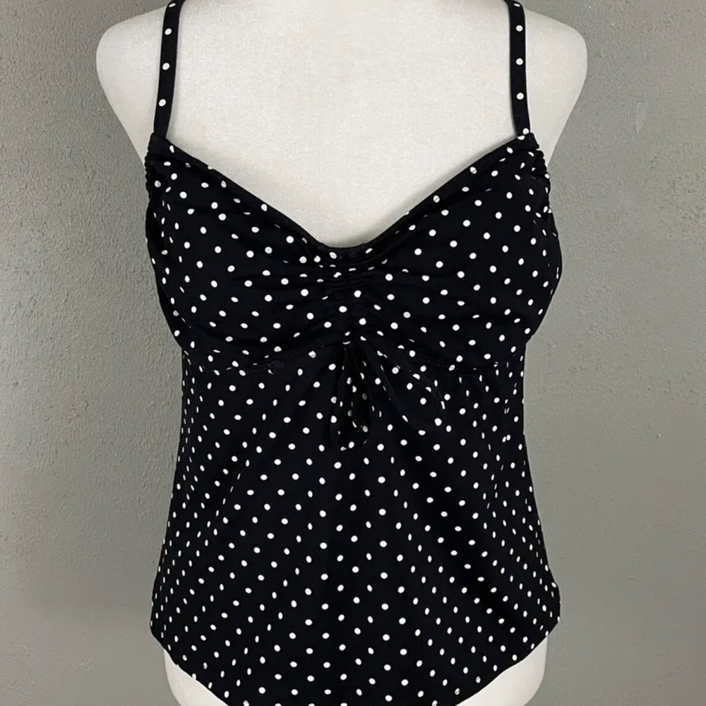 Lands' End Black Polka Dot Tankini Top | 10